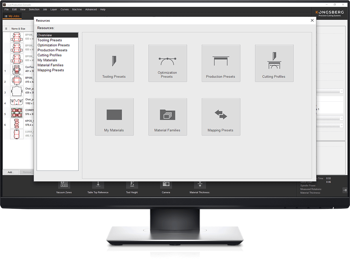 i-cut Production Console: Tooling Presets